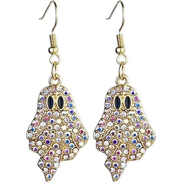 Unbranded Jewelry - Halloween Pumpkin Ghost Earrings Women Sparkly Rhinestone Dangle Cute Jewelry